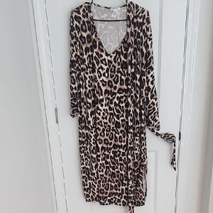 Leopard Print V-Neck Dress